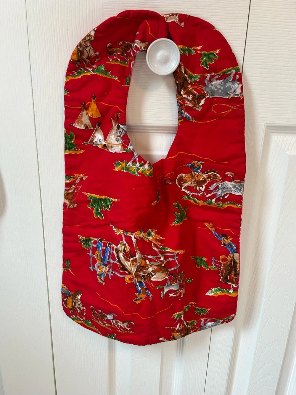 Baby Bib Set of 3 - Light Blue Stripes & Blue Lion Print & Large Red Patterned